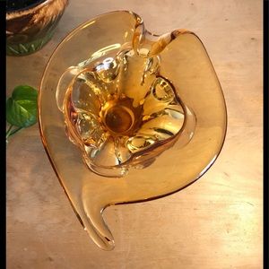 Amber Chalet Heart Shape Art Glass,